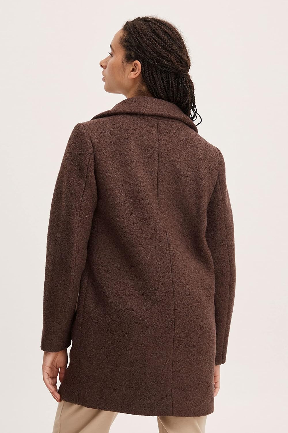 ICHI IHSTIPA JA Damen Wintermantel Wollmantel Winterjacke Kurzmantel mit Druckknöpfen und Reverskrag