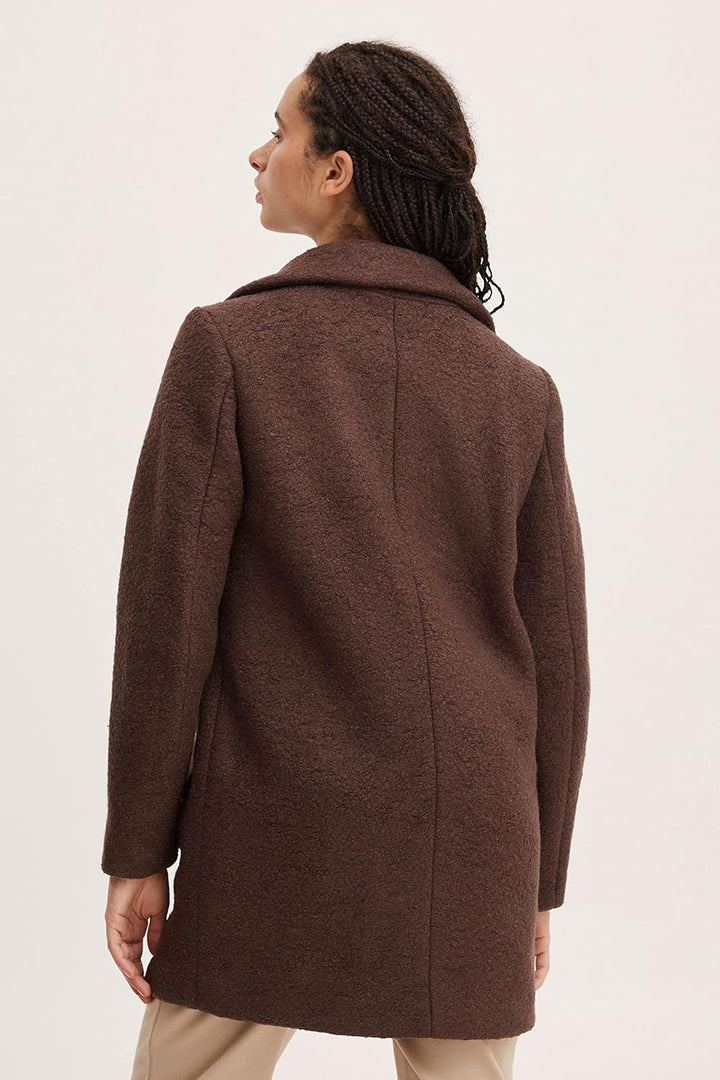 ICHI IHSTIPA JA Damen Wintermantel Wollmantel Winterjacke Kurzmantel mit Druckknöpfen und Reverskrag
