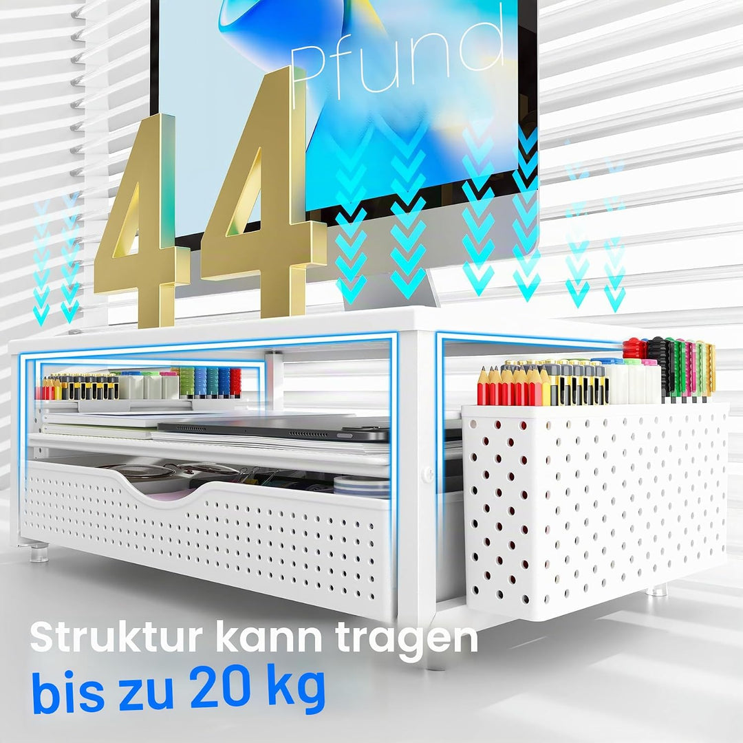 gianotter Monitorständer, Schreibtisch-Organizer mit Schublade und Stifthalter, 2-stöckiger Computer