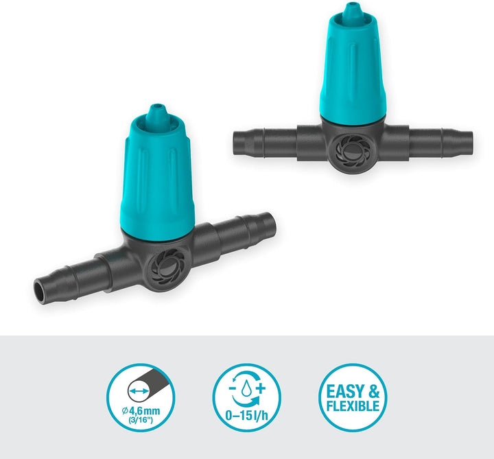 Gardena Micro-Drip-System regulierbarer Reihentropfer 0 bis 15 l/h: Tropfer für Bewässerungssysteme,