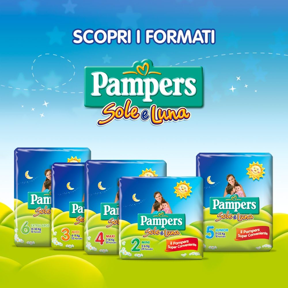P.pampers sole/luna extralarge (1000047097) Taglia 6 (Confezione da 78) 15-30 kg, Taglia 6 (Confezio