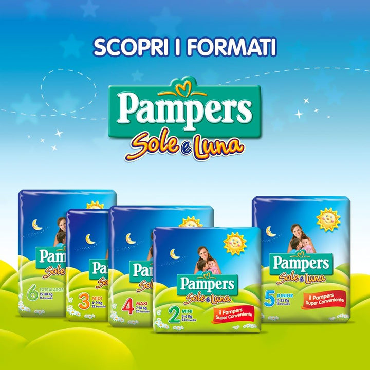 P.pampers sole/luna extralarge (1000047097) Taglia 6 (Confezione da 78) 15-30 kg, Taglia 6 (Confezio
