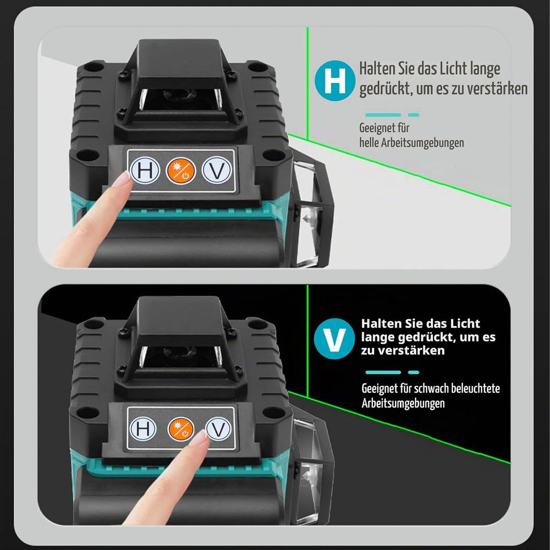 Kreuzlinienlaser Grün mit Stativ, 4 x 360 °16 linienlaser Nivellierlaser Laser Wasserwaage Selbstniv