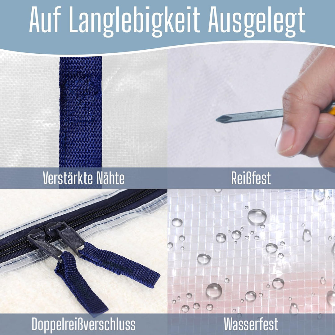 VENO 2-er Pack extra grosse Reisetaschen mit Reissverschlüssen, strapazierfähig, Umzugsbox-Alternati