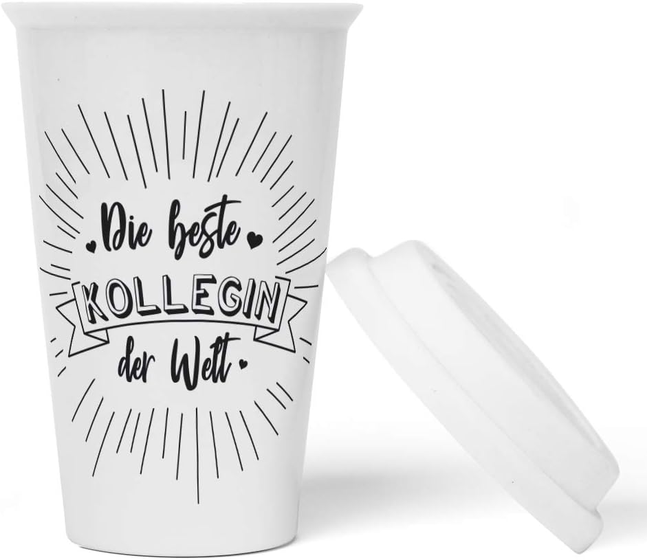 JUNIWORDS To-Go Becher mit Deckel, Die beste Kollegin der Welt (1000329)