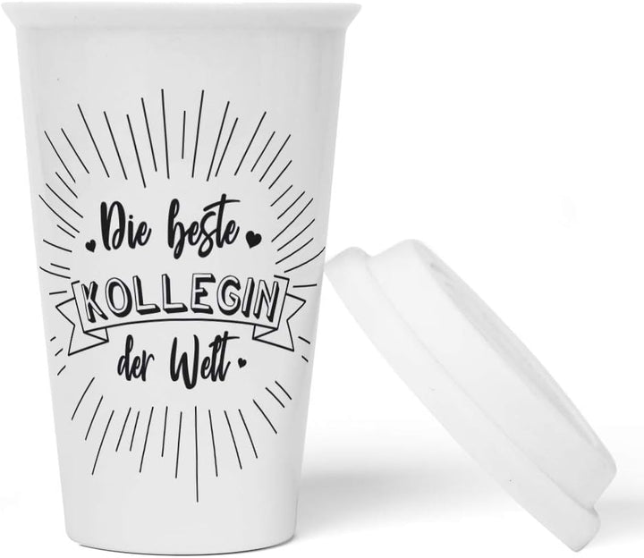 JUNIWORDS To-Go Becher mit Deckel, Die beste Kollegin der Welt (1000329)