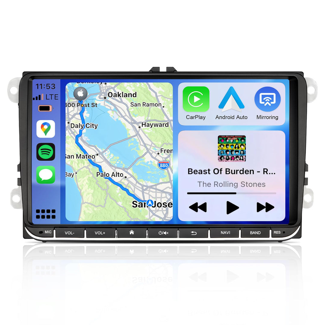 Autoradio mit Navi Bildschirm für VW Golf 5/6 Seat Passat Sharan Tiguan,9 Zoll Golf Radio mit Apple