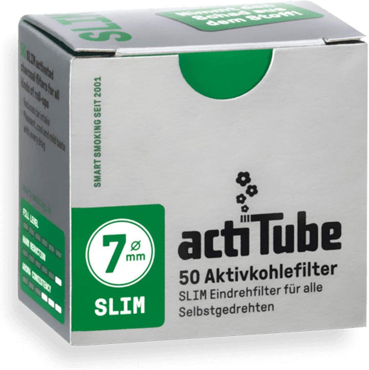 actiTube kogu Set Slim Aktivkohlefilter, 7,1 mm, 300 Stück, 6 Packungen mit je 50 Filtertips - inkl.
