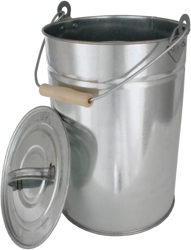 Ascheneimer mit Deckel verzinkt - 14 Liter