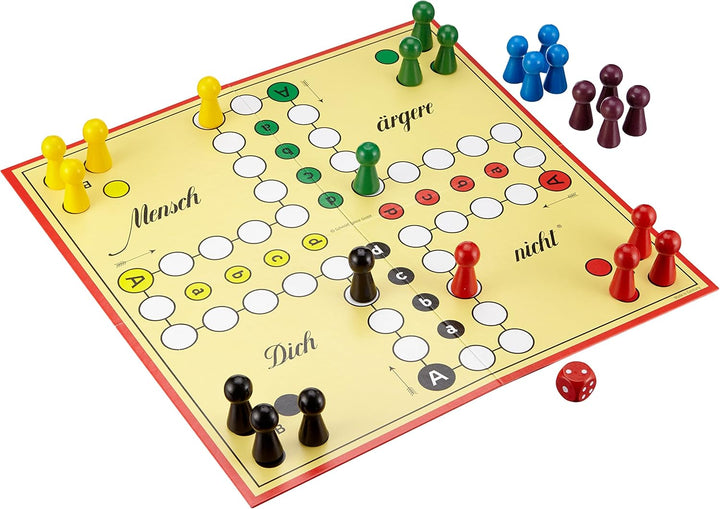 Schmidt Spiele 49330 Classic Line, Mensch ärgere Dich Nicht, mit extra grossen Spielfiguren aus Holz