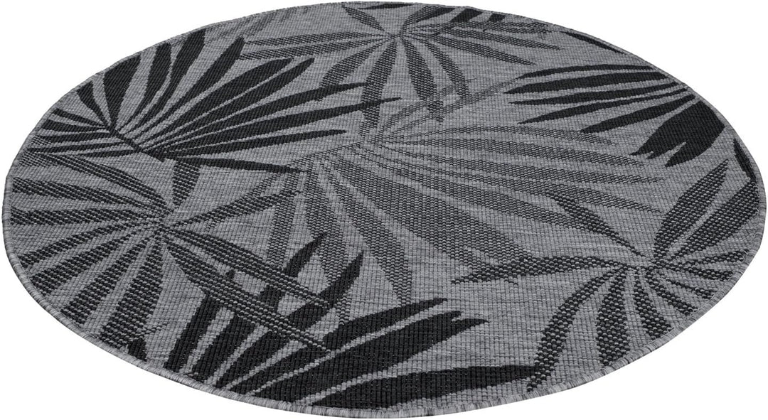 carpet city Outdoor Teppich Wetterfest 160 cm Rund - Grau-Anthrazit - Wendeteppich, Beidseitiges Flo