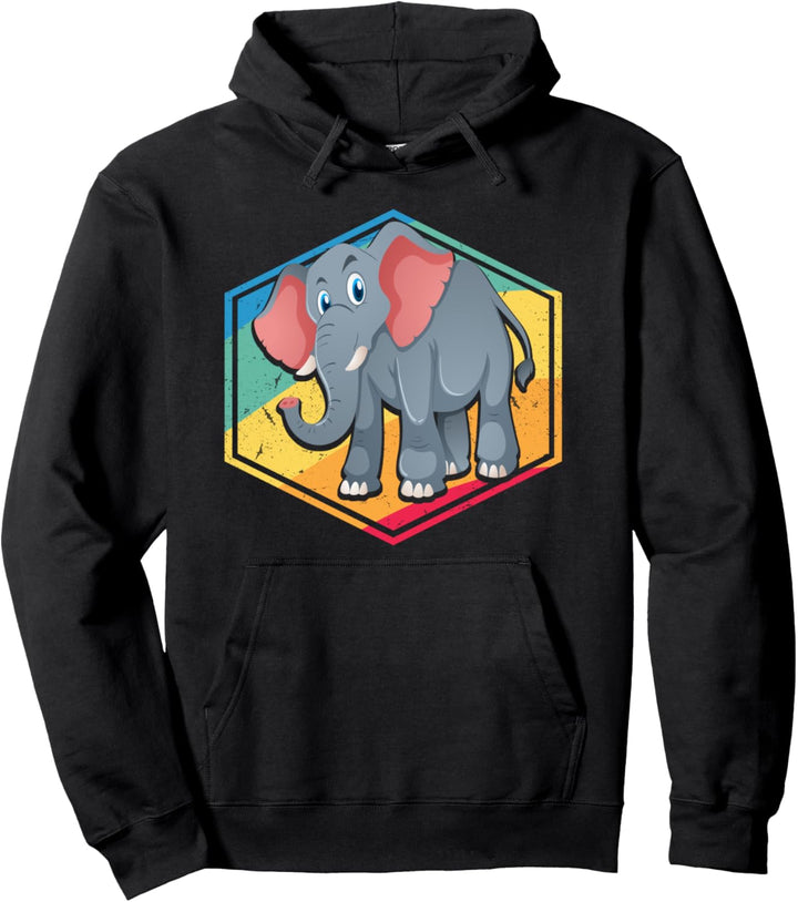Elephant Lovers Gift Men Women Boys Girls Retro Style Pullover Hoodie