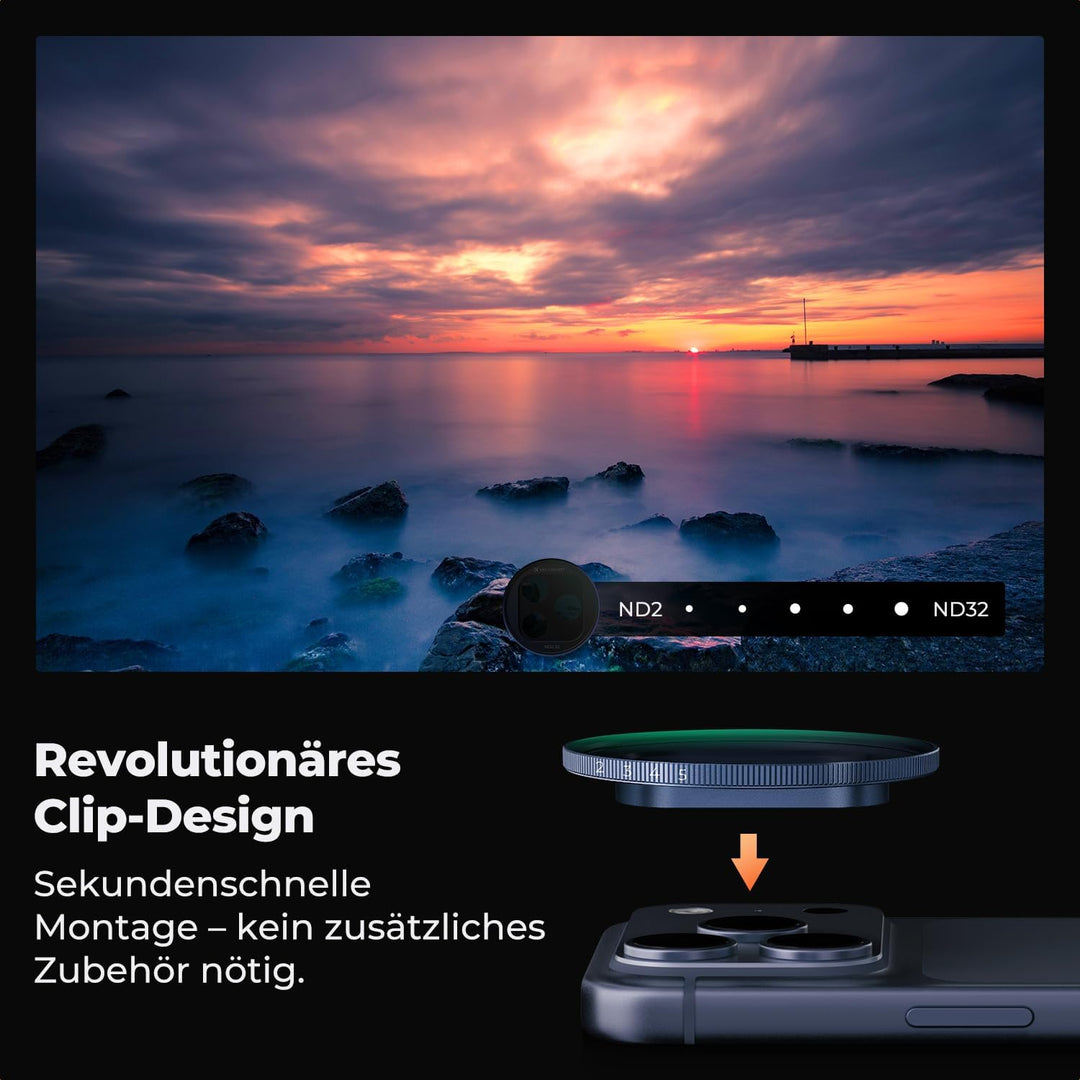 K&amp;F CONCEPT Snap-On ND2-32 Filter kompatibel mit iPhone 17 Pro/Pro Max | Dunkelblau, 11,2g extrem Le