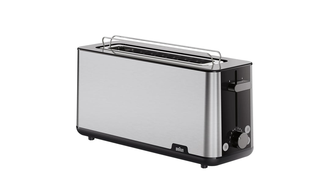 Braun Toaster PurShine HT 1610 BK, 25cm Brot Schlitz, 8 Bräunungsgrade, Aufwärm- & Auftaufunktion, B