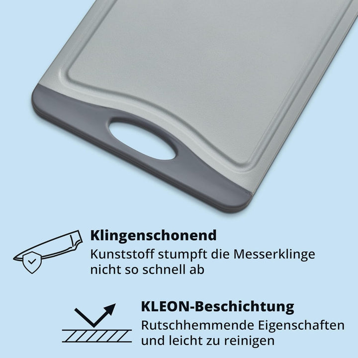 KHG Schneidebrett aus Kunststoff Grau-Hellgrau - 37 x 25 x 0,8 cm - Grosses Messerbrett, Küchenbrett