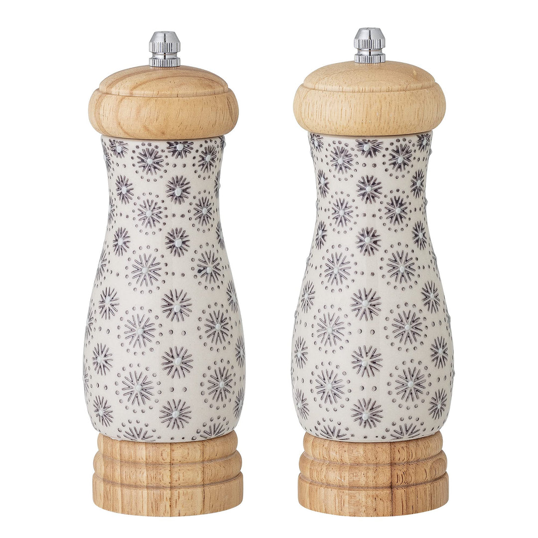 Bloomingville Salz und Pfeffermühle Elsa, grau, Keramik, 2er Set