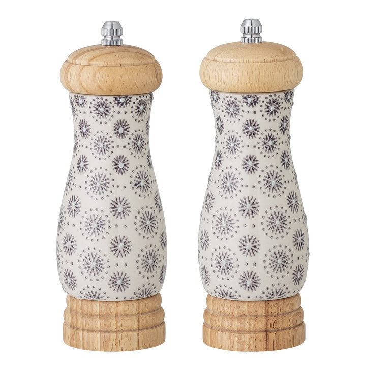 Bloomingville Salz und Pfeffermühle Elsa, grau, Keramik, 2er Set