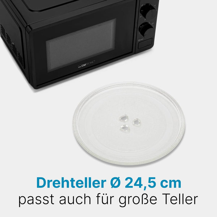 Clatronic® Mikrowelle | 700 Watt | 6 Stufen | 20 Liter Garraum | 360° Drehteller | Timer mit Endsign