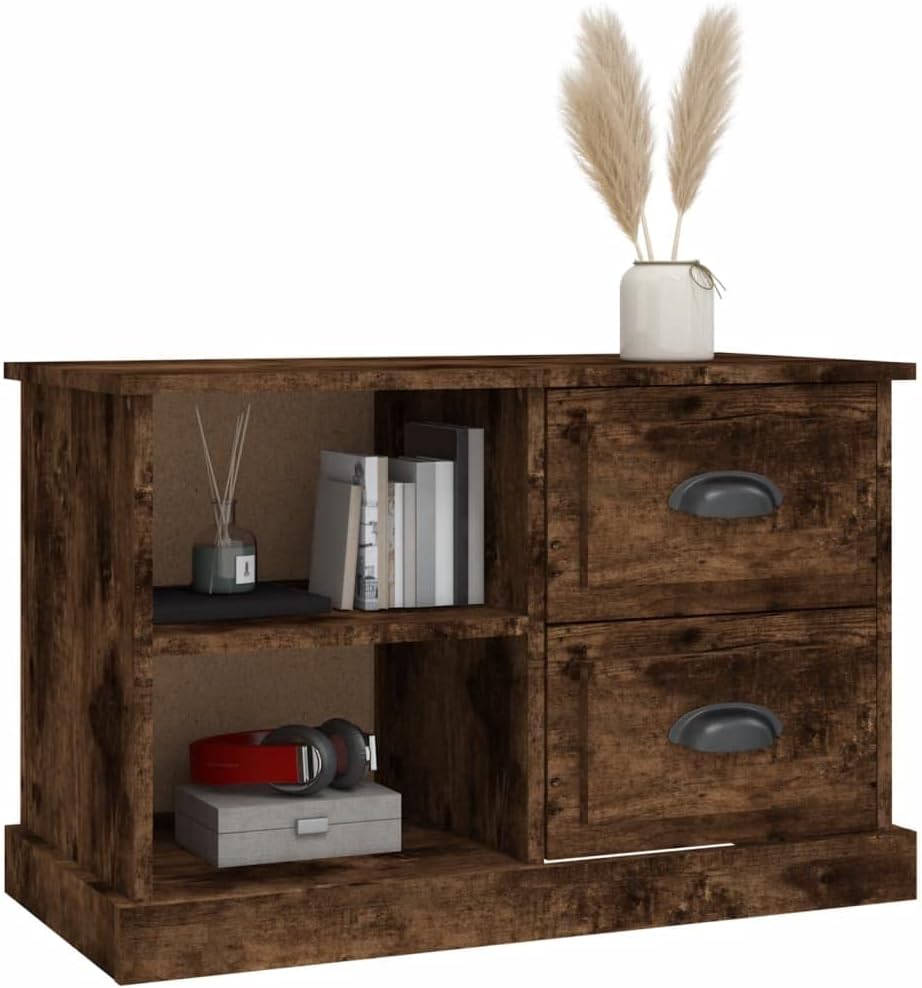 vidaXL TV Schrank, Fernsehtisch mit 2 Schubladen 2 Fächern, Fernsehschrank Lowboard für Wohnzimmer S