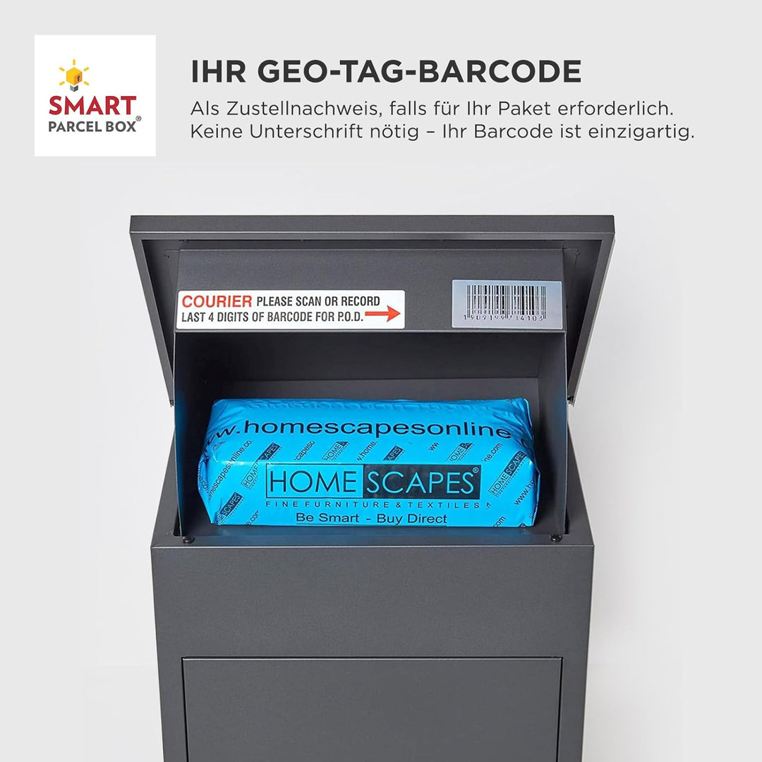 SMART PARCEL BOX Paketbox, Paketbriefkasten Wandmontage, Briefkasten mit Paketfach, Postbox für Pake