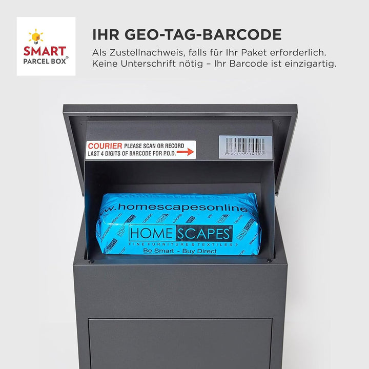 SMART PARCEL BOX Paketbox, Paketbriefkasten Wandmontage, Briefkasten mit Paketfach, Postbox für Pake
