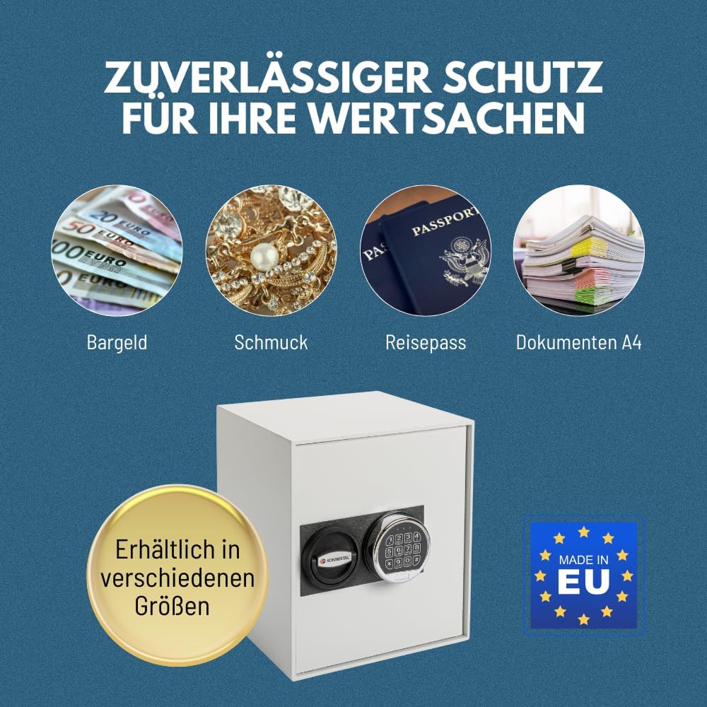 Konsmetall - Tresor für Zuhause Kolibri 2.0 34 S1, Safe Tresor Elektronisch, Möbeltresor 33,7 x 29,8
