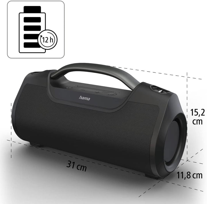 Hama Bluetooth Musikbox "SoundBarrel" (Bluetooth Lautsprecher wasserdicht nach IPX6, tragbare Musikb