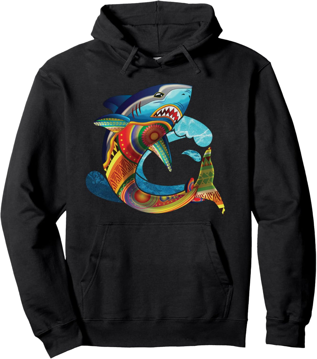 Hawaii Tribal Shark Shirt - Polynesian Ocean Beach Shark Pullover Hoodie