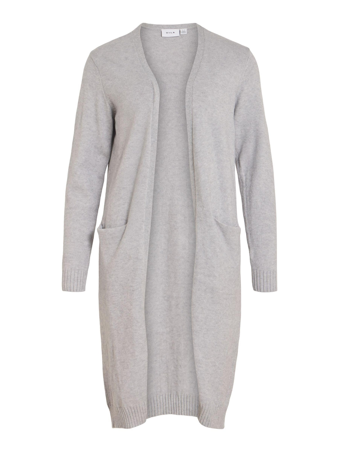Vila Damen VIRIL Long L/S Knit Cardigan - NOOS 14042770 XS Grau (Light Grey Melange), XS Grau (Light