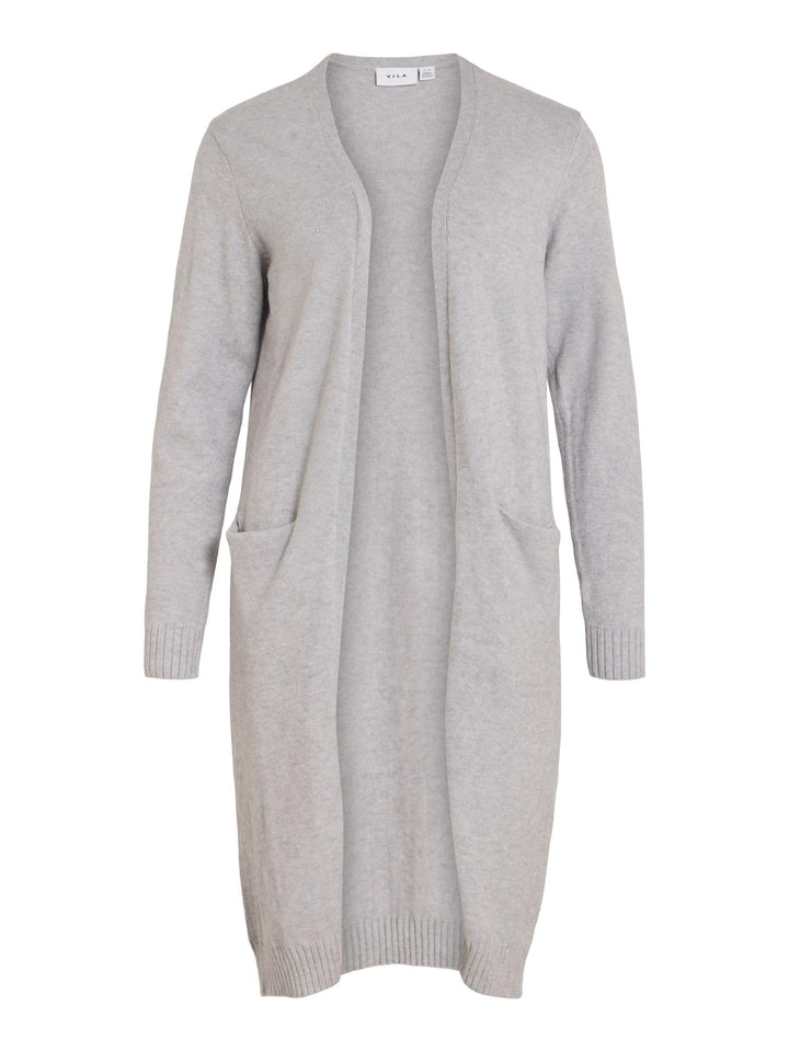 Vila Damen VIRIL Long L/S Knit Cardigan - NOOS 14042770 XS Grau (Light Grey Melange), XS Grau (Light