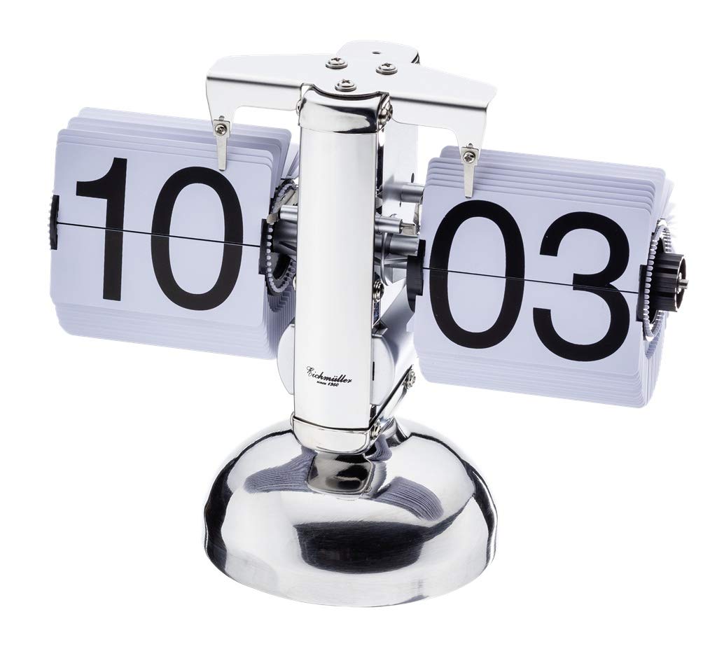 Eichmüller since 1950 Retro Flip Uhr - Tischuhr - Silber weiss