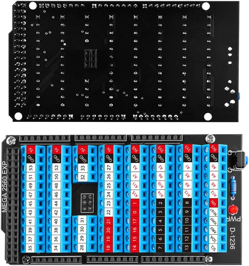 GeeekPi MEGA 2560 R3 Terminal Block Breakout Board HAT with Reset Button and LED Indicator, GPIO Exp