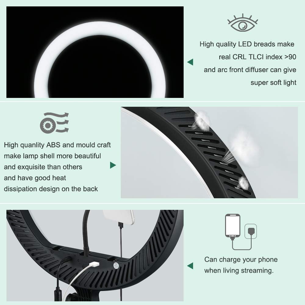 Godox LR150 LED-Ringlicht-Kit 18 Zoll 38W zweifarbig 3000K-6000K Selfie-Ringlicht Diammable CRI 90+,