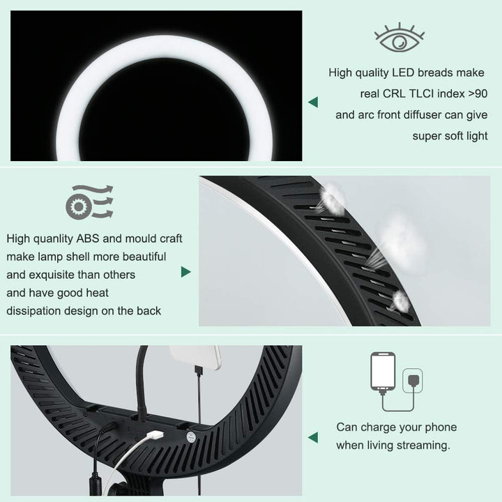 Godox LR150 LED-Ringlicht-Kit 18 Zoll 38W zweifarbig 3000K-6000K Selfie-Ringlicht Diammable CRI 90+,