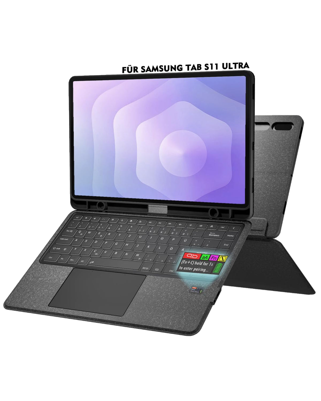 Doohoeek Tastatur Hülle mit LCD-Display für Samsung Galaxy Tab S11 Ultra 14,6 Zoll 2025, Abnehmbare