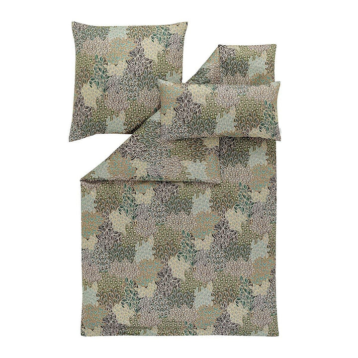 ESTELLA Bettwäsche Lago | Oliv | 155x220 + 80x80 + 40x80 cm | Mako-Satin mit seidigem Glanz | trockn