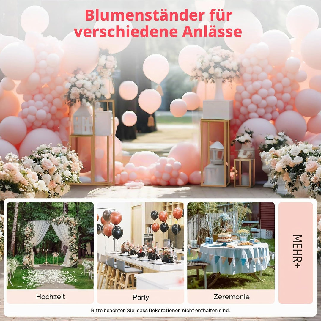 4 Stück Blumenständer 40/60/80/100cm Geometrisch, Abnehmbar Hochzeit Herzstück Tische, Geometrischer