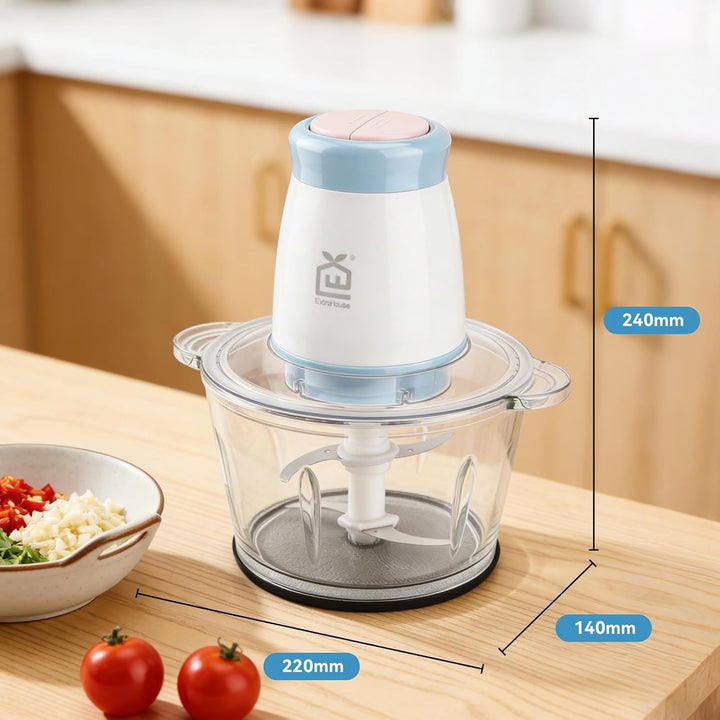 Zerkleinerer Elektrisch, 400W Universal Zerkleinerer mit 1,5L Glasbehälter, 2 Geschwindigkeitsstufen