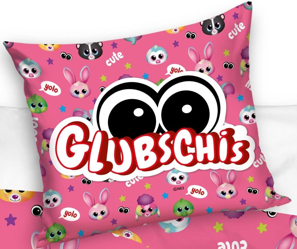 NICI Glubschis: Das Original – Bettwäsche Wendebettwäsche Set 2-teilig, 135x200 cm + 80x80 cm, All O