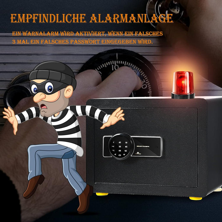 GOPLUS Elektronischer Safe, Feuerfester Möbeltresor mit Zahlenschloss, Schlüssel & Alarmsystem, Wand