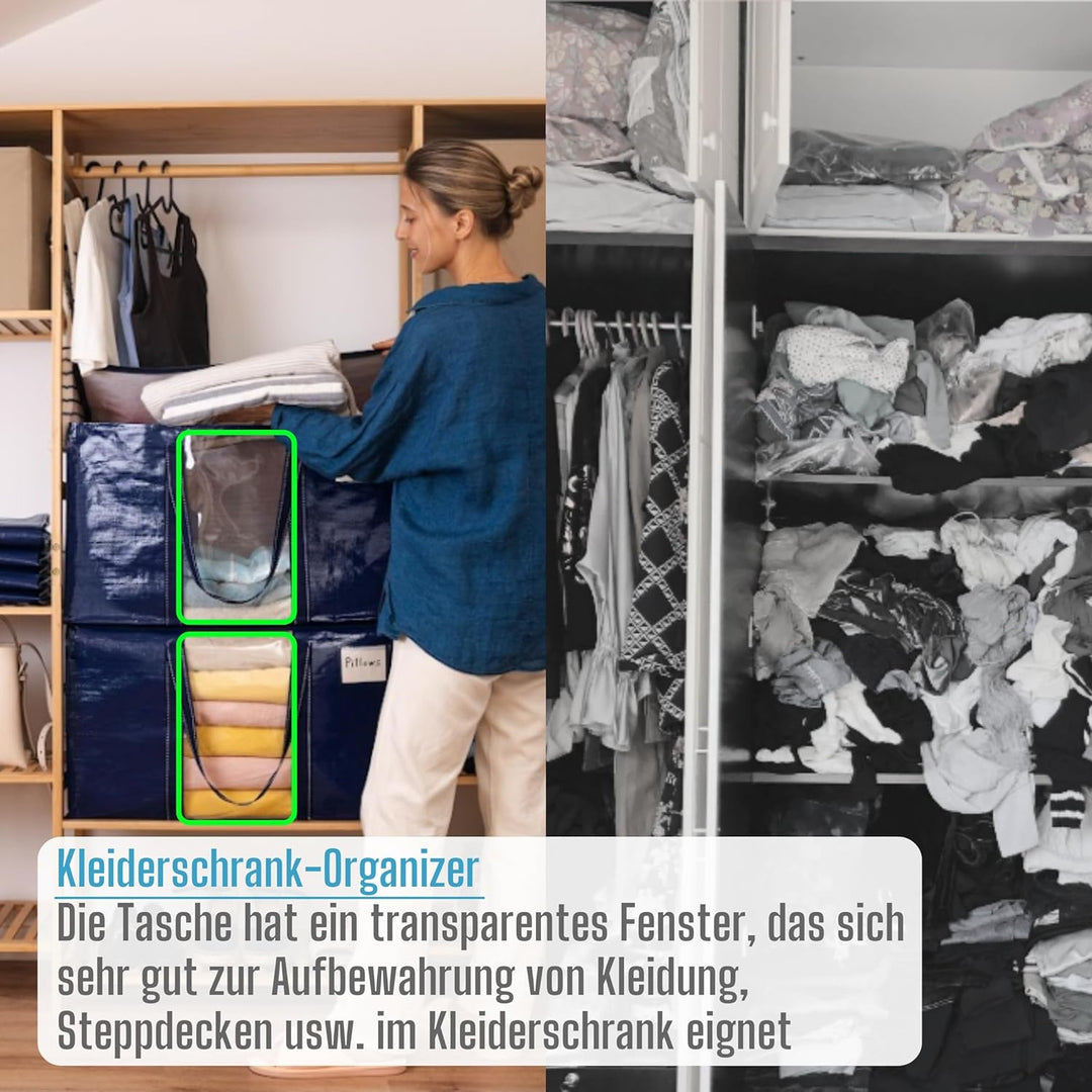 VENO Extra Grosse Umzugstasche, Aufbewahrungstaschen mit Reissverschluss,Aufbewahrungsbox mit Deckel
