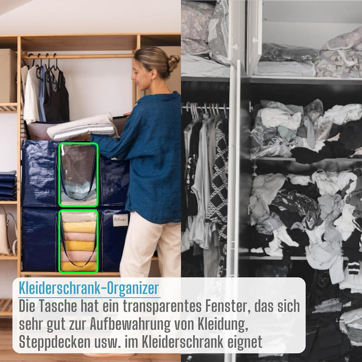 VENO Extra Grosse Umzugstasche, Aufbewahrungstaschen mit Reissverschluss,Aufbewahrungsbox mit Deckel