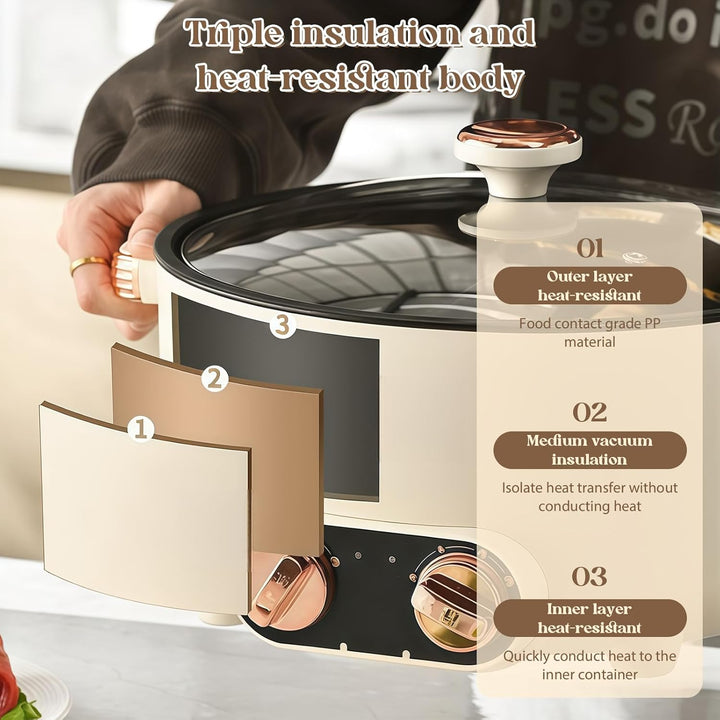 Hot Pot Olla Eléctrica, 5.5L Hot Pot, 1700W Multifuncional Antiadherente con Calefacción Rápida & Do