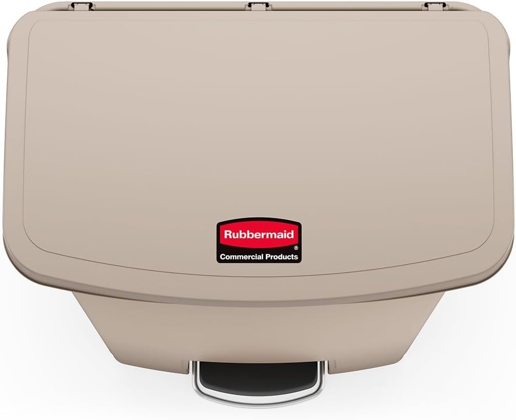 Rubbermaid Commercial Products Slim Jim 1883552 90 Litre Front Step Step-On Resin Wastebasket - Beig