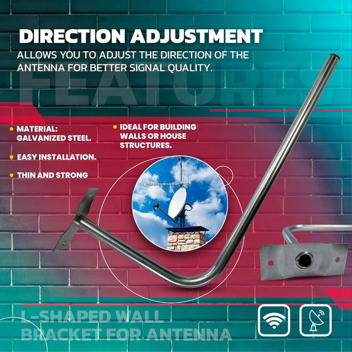 DOJA Barcelona | Wand SAT Halterung | Packung 1 | L-förmiger Wand Antennenmast | Ø 25mm | 30 X 58cm