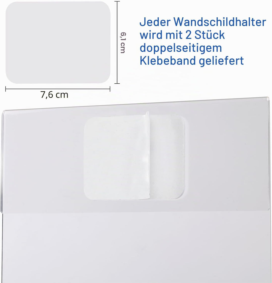 A4 Acryl-Wandschildhalter [6 Stück] Klar A4 selbstklebend Plexi Schild Halter mit 3M Klebeband für W