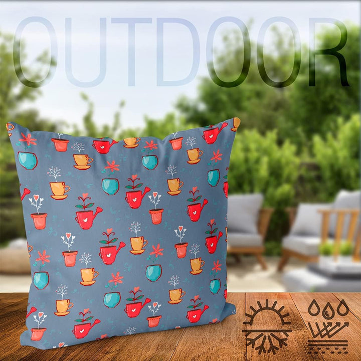 VOID Blumen Vasen Muster Kissenbezug 60x60 Kissenhülle Kissen Sofakissen Dekokissen wetterfest Outdo