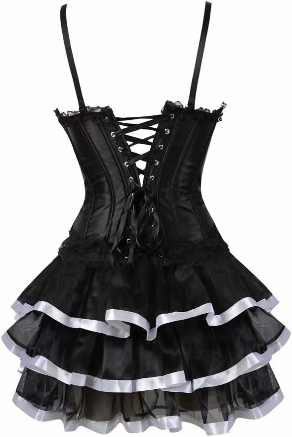 Jutrisujo korsett Damen vollbrust corsage kleid kurz rock mit träger strapse spitze schnürmieder bur