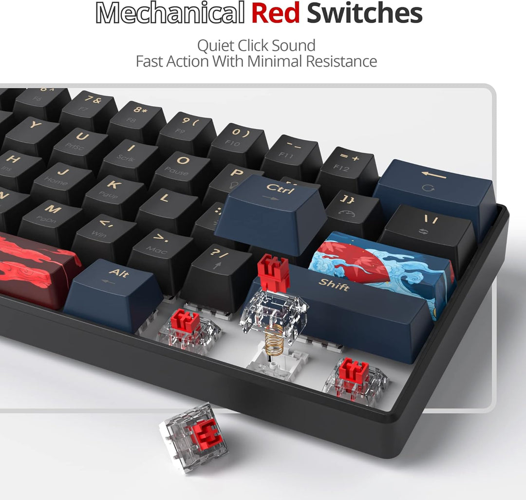 SOLIDEE mechanische Gaming Tastatur 60%,61 Tasten mit Lineare rote Schalter,kabelgebundene mechanisc
