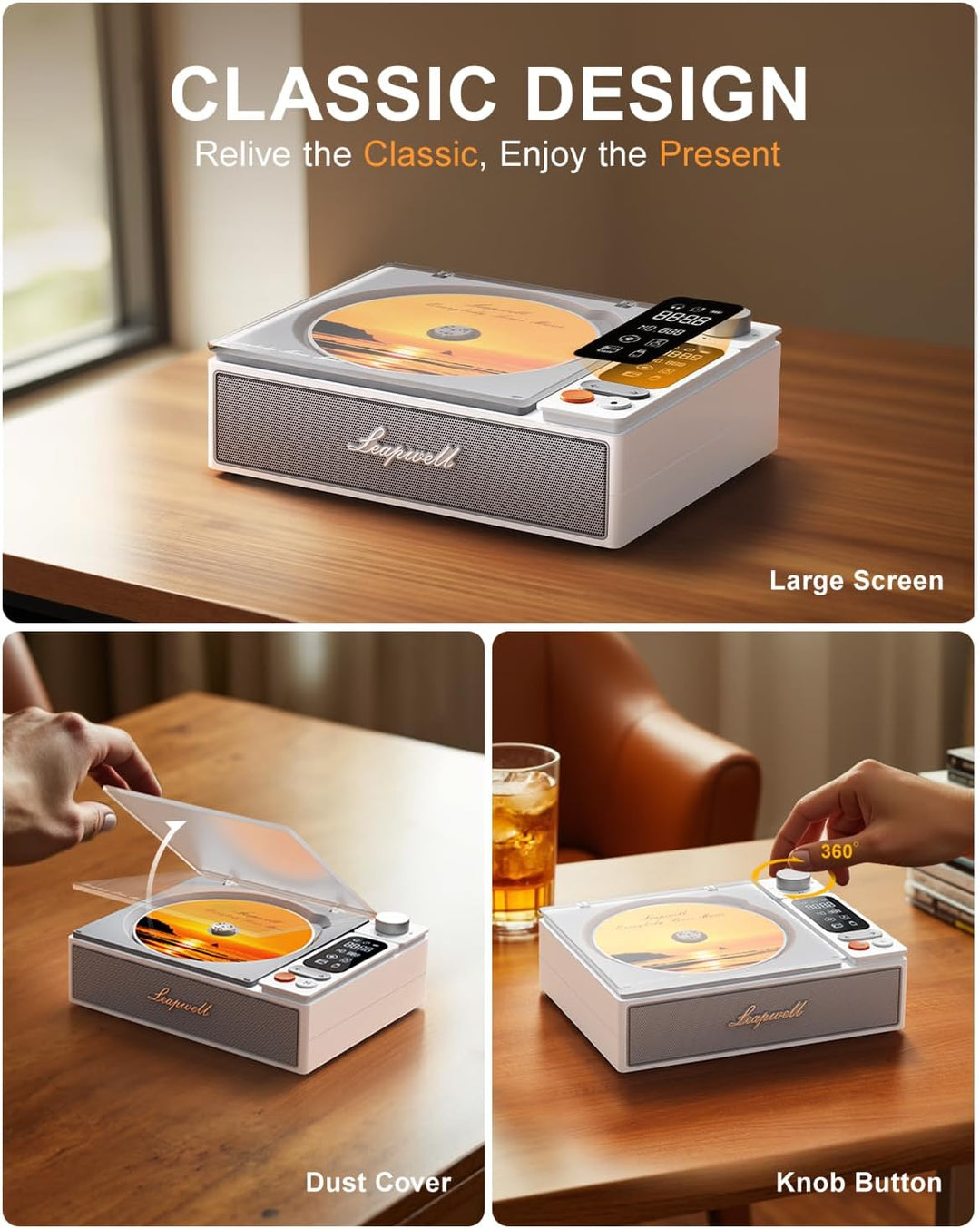 CD Player Tragbar, Leapwell Tragbarer CD Player mit Lautsprecher Bluetooth CD-Player mit Fernbedienu